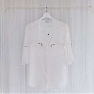 White short sleeve dress top